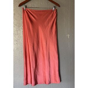 NWT Old Navy High-Waisted Satin Midi Slip Skirt Size M calypso coral Y2K Fairy